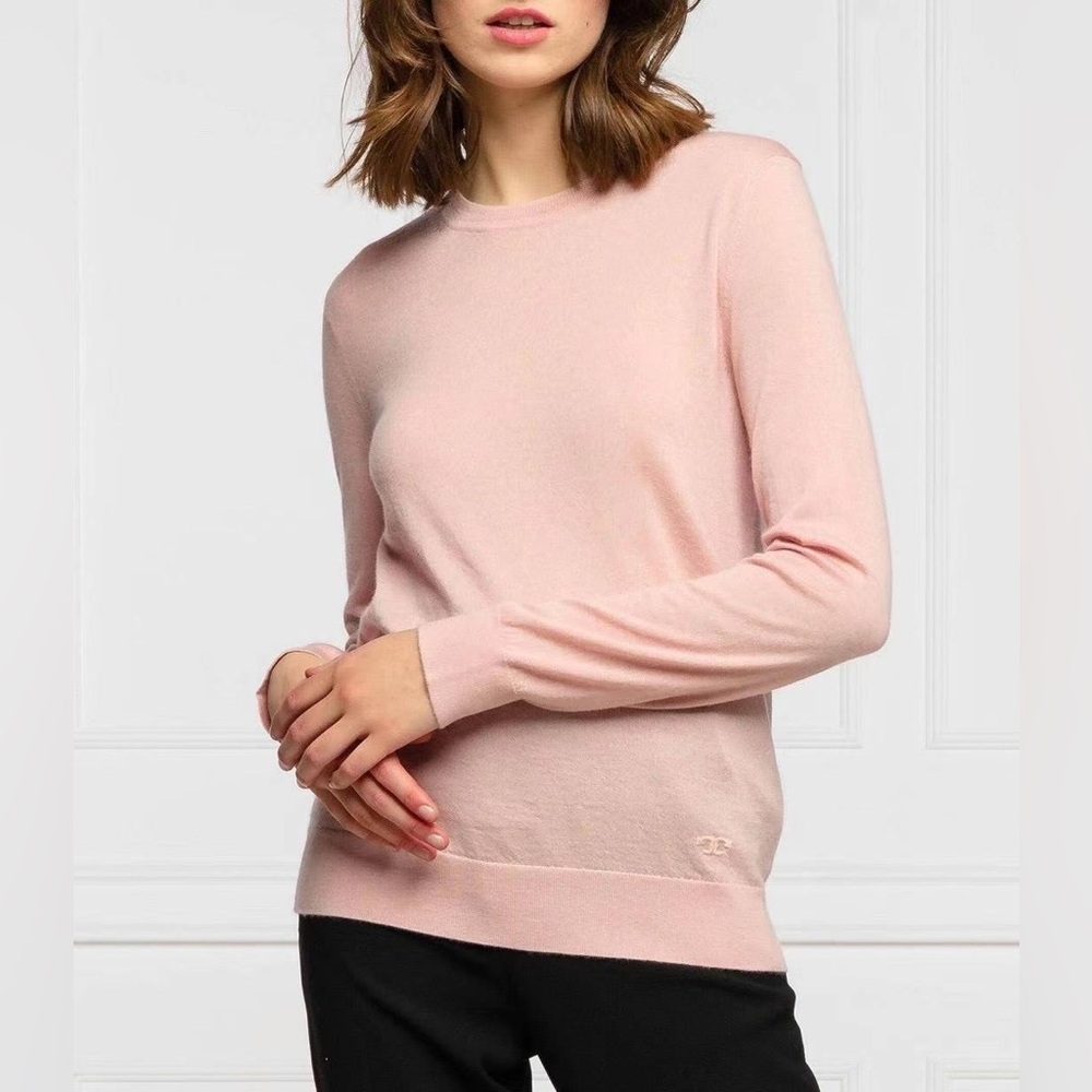 NWT Tory Burch Iberia Button-back Cashmere Jumper In Autumn Pink